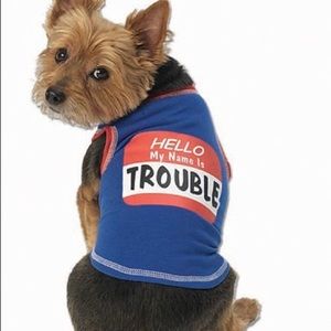 Dog Graphic “Hello My Name is Trouble” Racerback Shirt